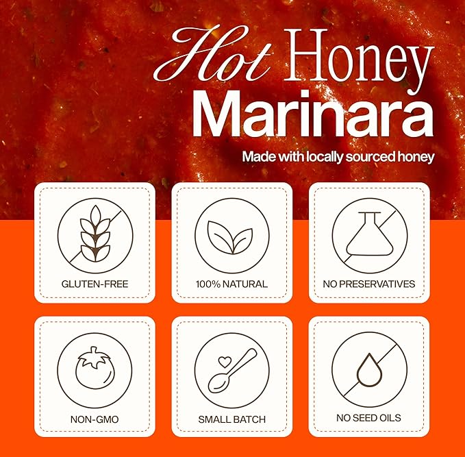 Sauz | Hot Honey Marinara Pasta Sauce, 25 Oz Jar (4-Pack), Sweet & Spicy Tomato Sauce, Gluten-Free, Non-GMO, Multi-Use, Clean Ingredients ??Small Batch