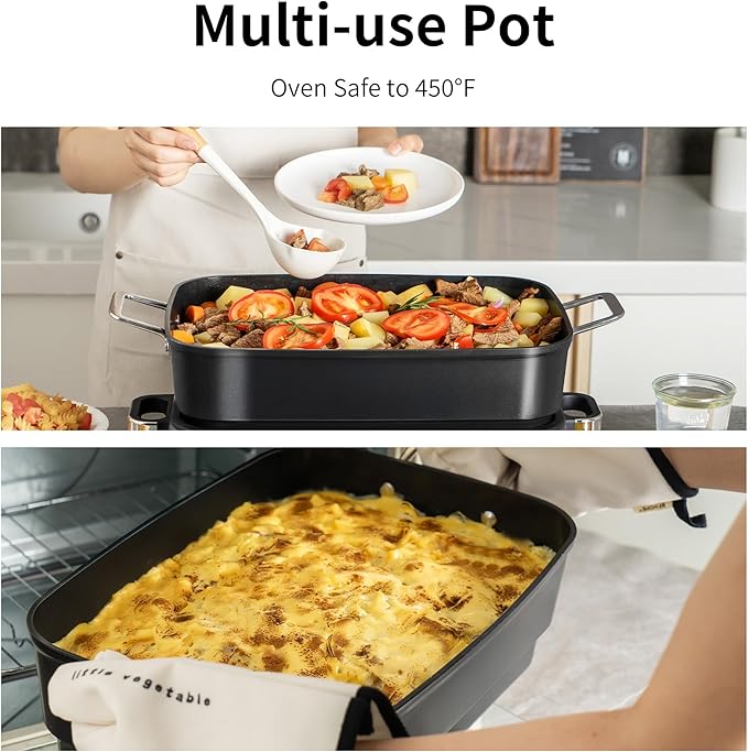 Slow Cooker 10-Quart - PFOA-Free Ceramic Coating, Oven Safe to 450째F | Keep Warm Function for Large Family Gatherings (Includes Silicone Spoon)