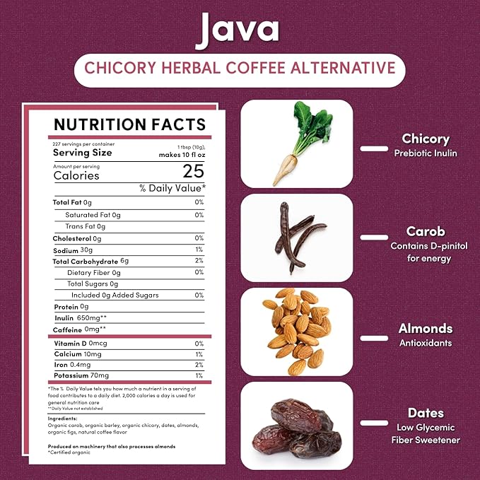 Teeccino Java Chicory Coffee Alternative, 5 Lb Bag - Ground Herbal Coffee That?™s Prebiotic, Caffeine Free & Acid Free, Medium Roast