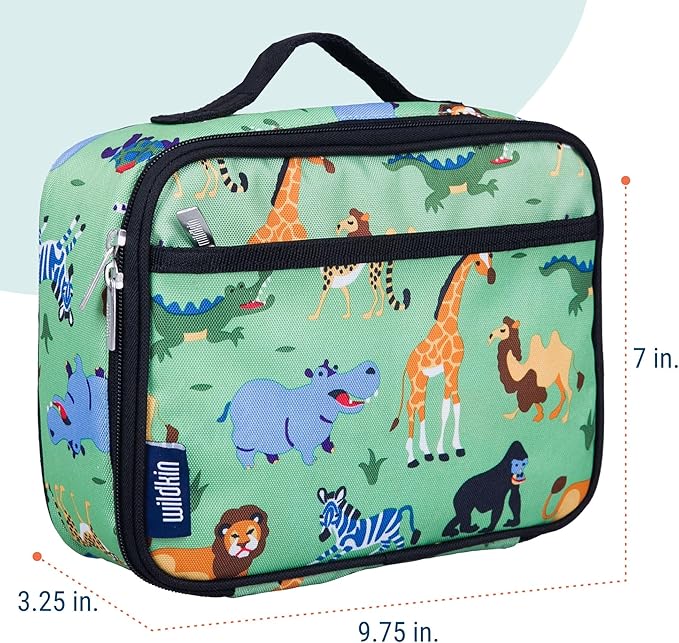 Wildkin Kids Insulated Lunch Box ??Durable and Reusable for School & Travel - Wild Animals