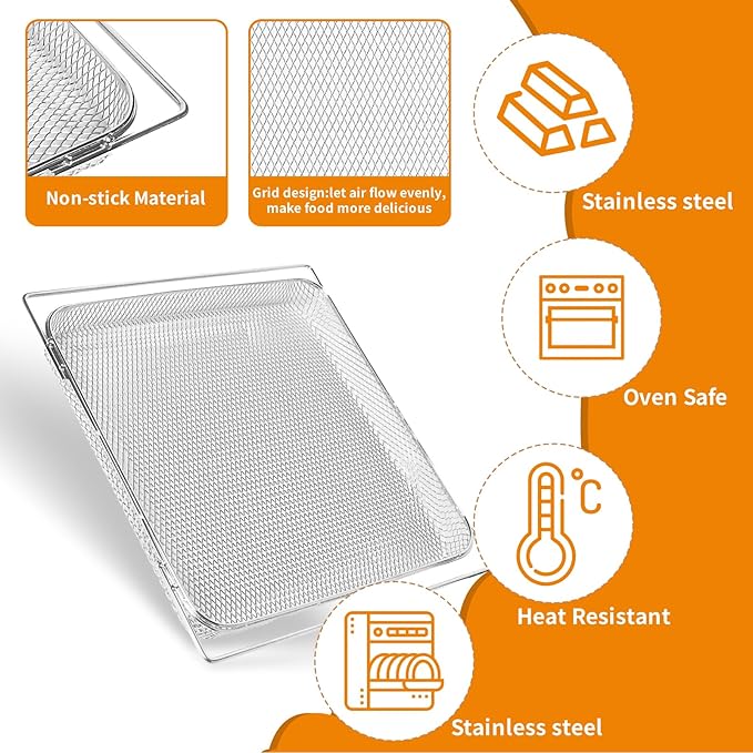 Air Fryer Oven Basket Replacement Baking Trays for Ninja Foodi DT251 DT201 Series Air Fryer Oven, Mesh Basket竊똀ir Fryer Accessories for Ninja Foodi 10-in-1 Smart XL Air Fry Oven