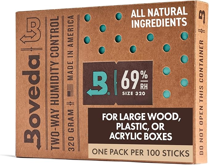 Boveda 69% Two-Way Humidity Control Pack For Large Wood Humidifier Boxes & Plastic or Electric Coolers ??Size 320??Single ??Moisture Absorber ??Humidifier Pack ??Individually Wrapped Hydration Packet