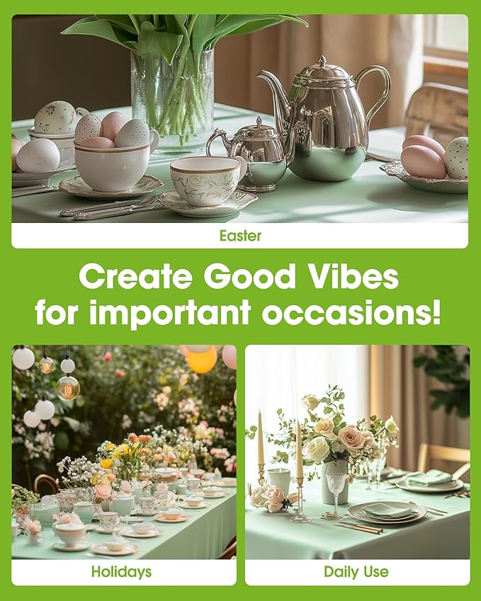 Pureegg Plastic Table Cloth Disposable 12 Pack, 54 x 108 Inch Table Cloths, Easter Party, Decorative Tablecloths, Rectangle, Light, Pastel Plastic Cover, Leakproof & Sturdy, Sage Green