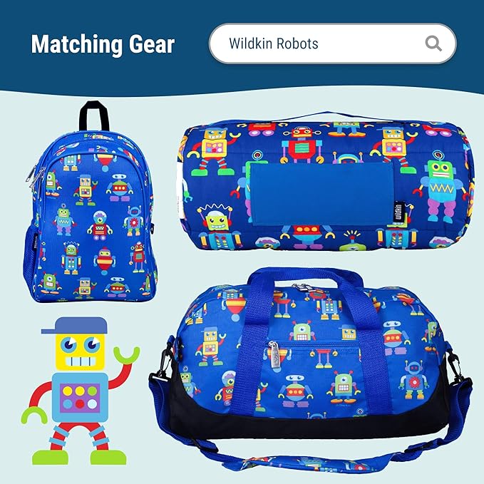 Wildkin Kids Insulated Lunch Box ??Durable and Reusable for School & Travel - Robots