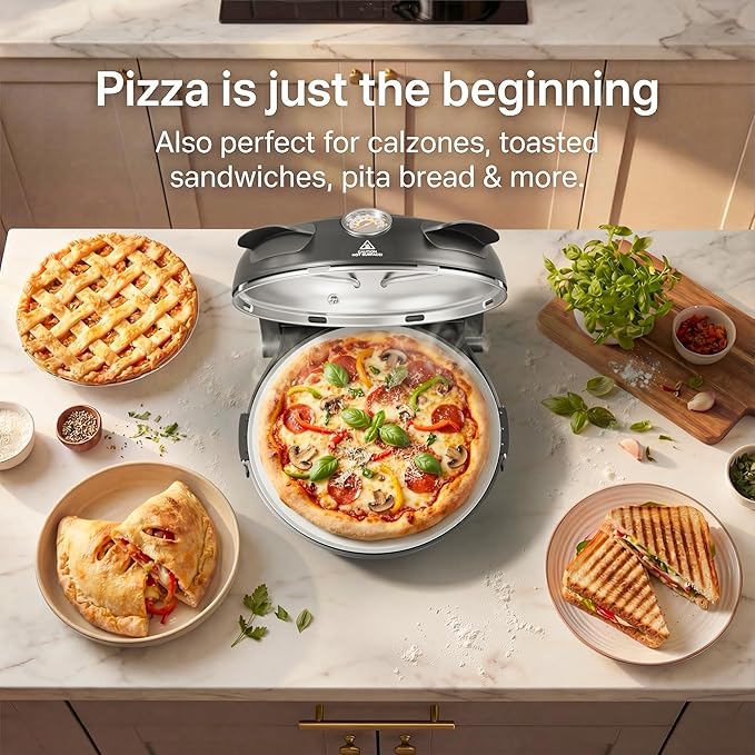SEMSCHEF 12-Inch CrustyBake Beginner's Ceramic Stone Pizza Oven: Quick 800째F Heating, Easy-Clean Design, Recipe Book & All Tools Included - Perfect for First-Time Pizza Makers at Home