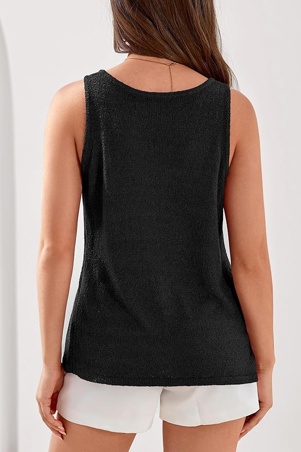 PRETTYGARDEN Women Summer Tank Tops 2026 Basic Sleeveless V Neck Lightweight Knit Beach Vacation Clothes Going Out Top