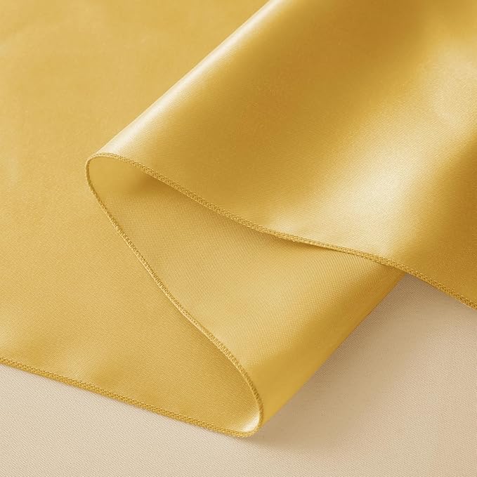 Horbaunal 6 Pack Satin Runners 12 x 72 Inch Bright Silky Smooth Satin Table Runners for Birthday Wedding Party Banquets, Luxury Gold
