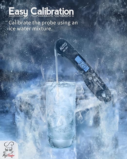 Digital Food Thermometer with Fast 1-Second Reading, 짹1째F Accuracy, -58째F to 572째F Range | Foldable Probe, Magnetic Back, Backlit LCD, Auto-Off for Grilling, Baking, Smoking