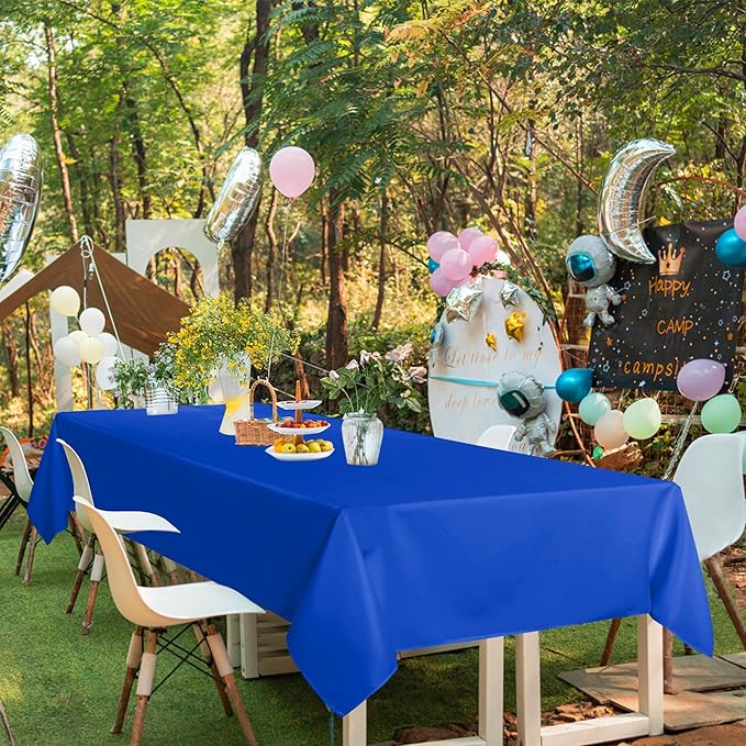 sancua Rectangle Tablecloths 6 Pack - 90x132 Inch - Royal Blue Washable Fabric Cloth Table Cloth, Large Reusable Polyester Table Covers for Wedding, Party, Birthday, Banquet