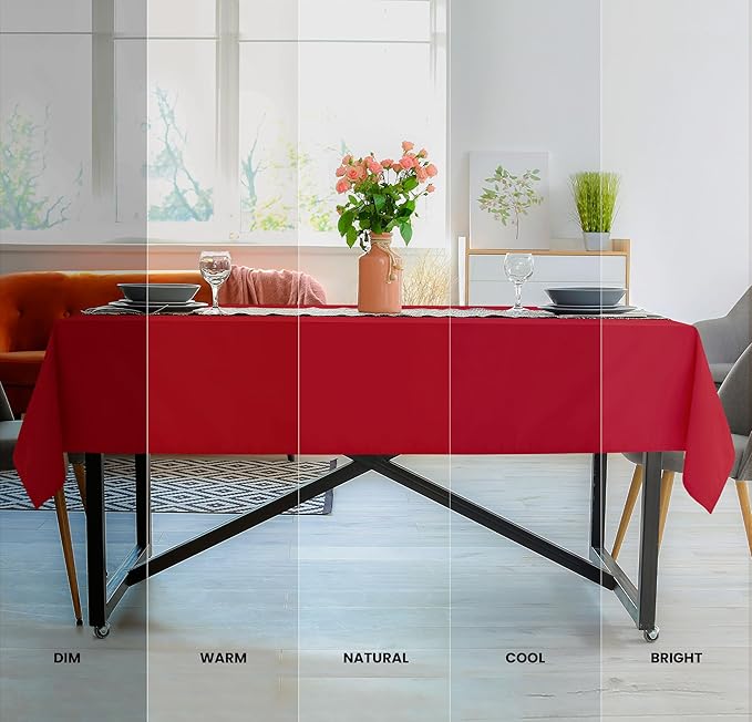 Utopia Kitchen Rectangle Table Cloth 2 Pack(60x102 Inches, Red), Tablecloth Machine Washable, Polyester Table Cover for Dining, Buffet Parties, Picnics, Events, Weddings and Restaurants