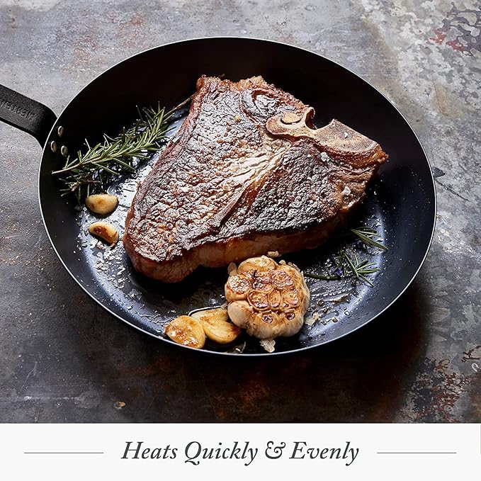 Merten & Storck Pre-Seasoned Carbon Steel 8" Frying Pan Skillet, Fast Heating, Naturally Nonstick, Induction & Oven Safe, High-Heat & Open Flame Compatible, Perfect for Searing Grilling & Camping