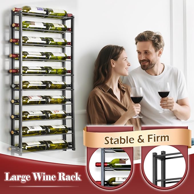 Wine Rack Wall Mounted: 20 Bottles Display Hanging - Large Capacity Wine Storage for Wine Lovers, Bar Operators as Wine Cellar/Bar/Restaurant/Hotel Lobby Display.