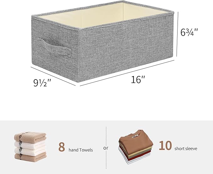 Linen Folding Storage Bins, 3 Pack Large Storage Baskets, Washable, Clothing Storage Bins with Handle, Closet Organizer for Storage Sweater,Sheets(dark grey, 16"x9쩍"x6쩐")