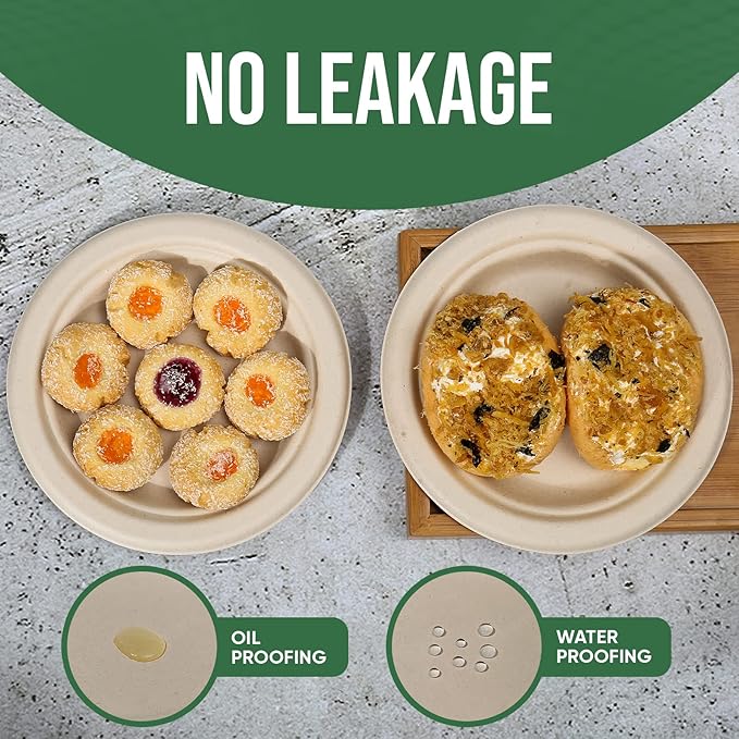 Dessert Plates, 100 Pack Small Paper Plates, Paper Plates 6 Inch ??100% Compostable Plates, Water & Oil Proof Disposable Plates, Microwavable Perfect Paper Plate For Party - White