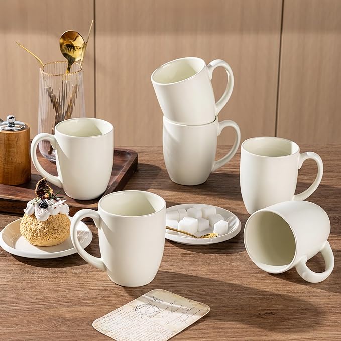AmorArc 12 OZ Coffee Mugs, Matte Coffee Cups with Large Handle for Man, Woman, Ceramic Coffee Mugs Set of 12 for Latte/Cappuccino/Cocoa/Milk, Dishwasher & Microwave Safe