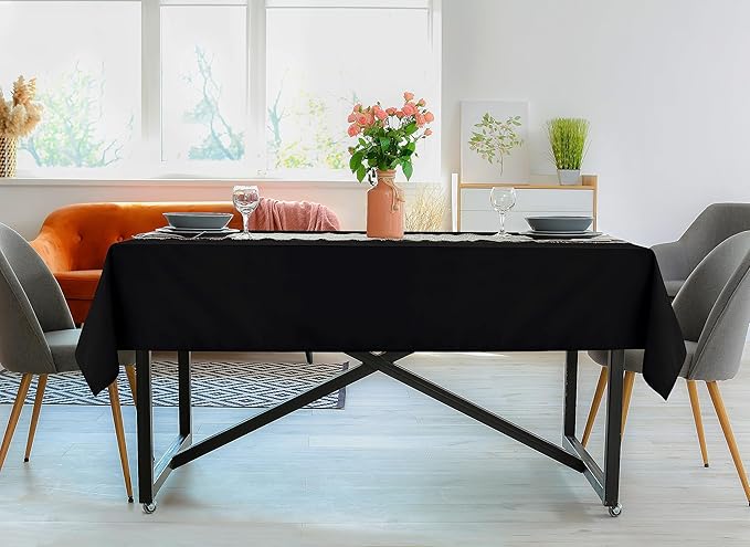 Utopia Kitchen Rectangle Table Cloth 2 Pack(70x120 Inches, Black), Tablecloth Machine Washable, Polyester Table Cover for Dining, Buffet Parties, Picnics, Events, Weddings and Restaurants