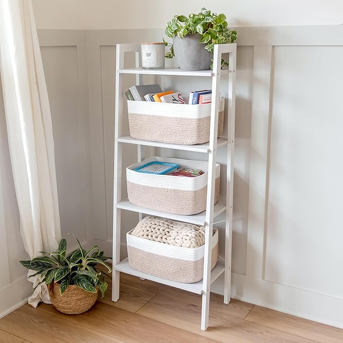 NaturalCozy Storage Baskets 16.8?쓝13?쓝7.6??Cotton Rope Woven Baskets for Organizing 3-Pack | Toy Storage Bins | Basket for Shelves, Laundry, Blanket, Clothes, Closet, Kitchen, Bathroom, Gifts