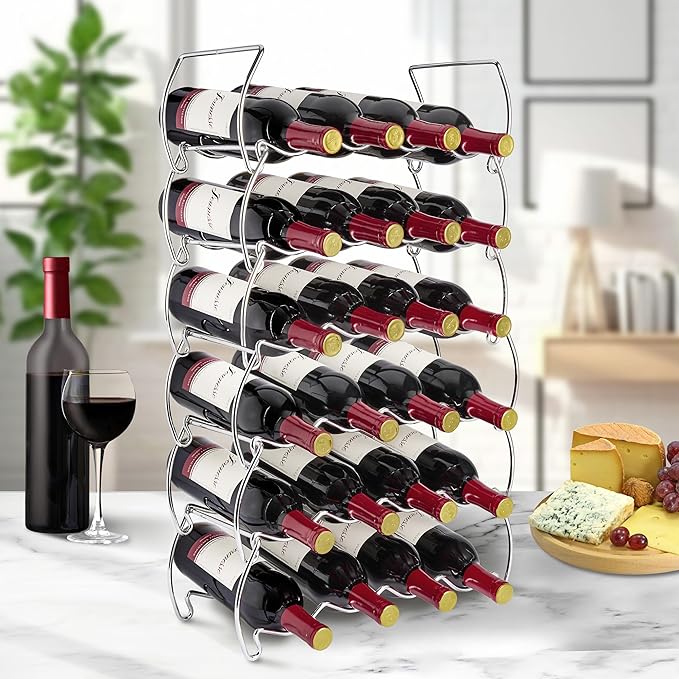 Sorbus Metal Wine Racks Countertop - 3 Tier Stackable Wine Rack - Bottle Rack Holds 12 Wine Bottles for Home, Bar, or Wine Cellar, Free-Standing Wine Rack for Inside Cabinet Wine Storage (Copper)