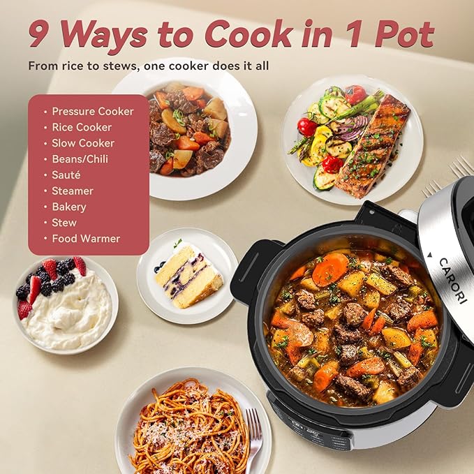 Electric Pressure Cooker 6 Qt, 9 Functions Programmable Instant Pot with IMD Touchscreen, Rice Cook, Slow Cook, Steam, Saut챕, Warm, 16+ Safety Features, 1000W Silver