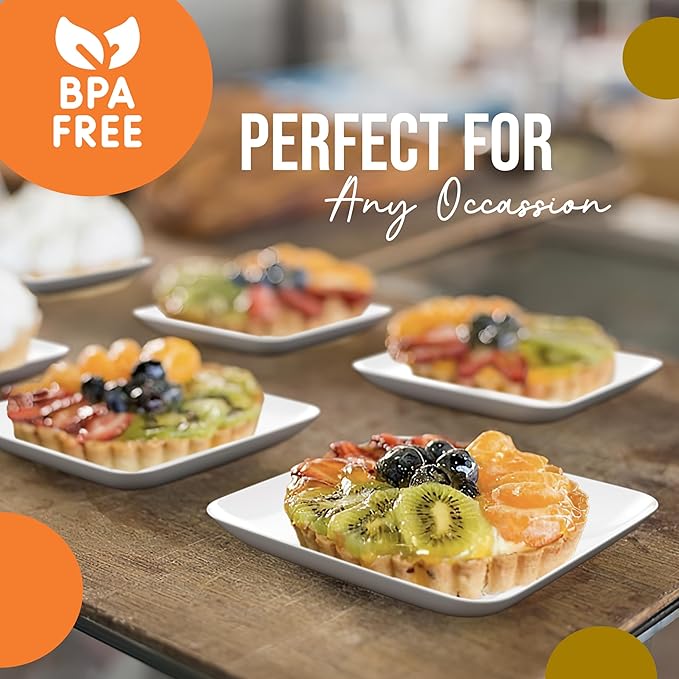Exquisite Tiny Mini Dessert Plates Disposable Appetizer Plates - 1440 Pack 2.4 In. x 2.4 In. White Dessert Plates - Small Plastic Disposable Dessert Plates are BPA Free - Wedding Dessert Plates