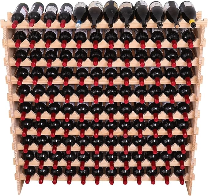 Wood Stackable Storage Modular Wine Rack Cabinet 120 Bottle freestanding Floor Wine Bottle Holder Display Shelves
