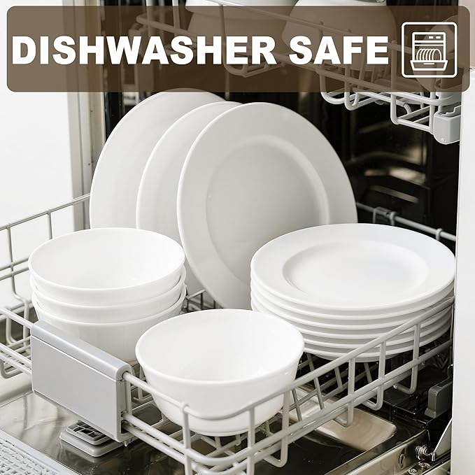 12 Sets Plates And Bowls Set(36 Piece) - Unbreakable Lightweight Dinnerware Set With 26 oz Cereal Bowls 8 inch Dessert Plates 10.5inch Dinner Plates Dishwasher Safe Reusable Gift for Wedding Home