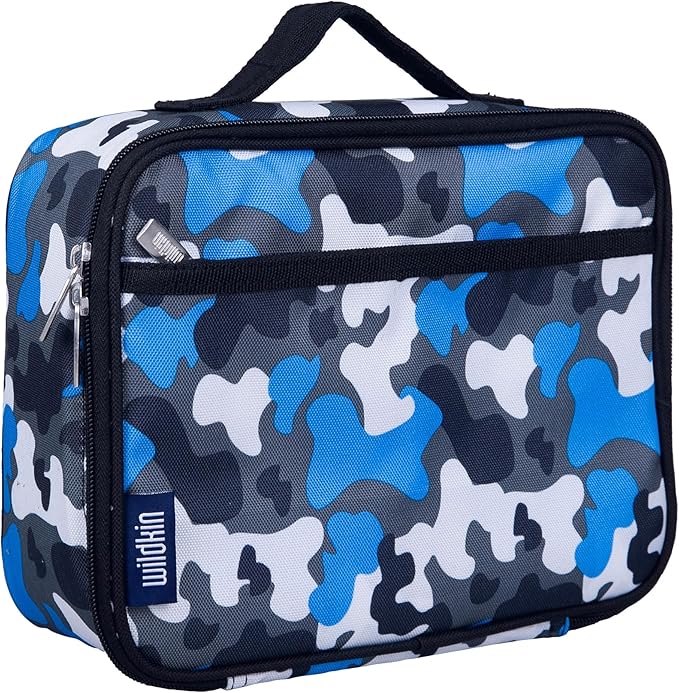 Wildkin Kids Insulated Lunch Box ??Durable and Reusable for School & Travel - Blue Camo