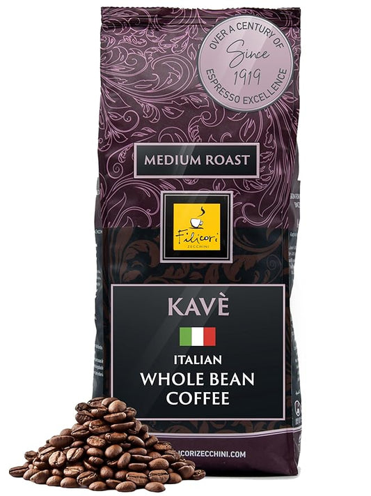 Filicori Zecchini Italian Espresso Beans ??Whole Bean Coffee Medium Roast Arabica & Robusta Blend ??Low Acidity, Slow Roasted ??Kav챔 2.2lb Bag