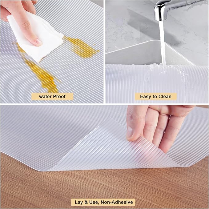 2 Rolls Thickened Shelf Liner, 16 in x 20 FEET Non-Slip Cabinet Liner, Washable Oil-Proof Contact Paper for Kitchen Drawer, Cabinet, Shelves, Refrigerator, Storage, Desks, Non Adhesive