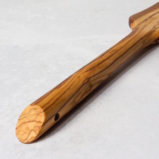 Rock & Branch Olive Wood Slotted Spurtle, Wooden Spatula for Cooking, Safe for Nonstick Cookware, 13" Long