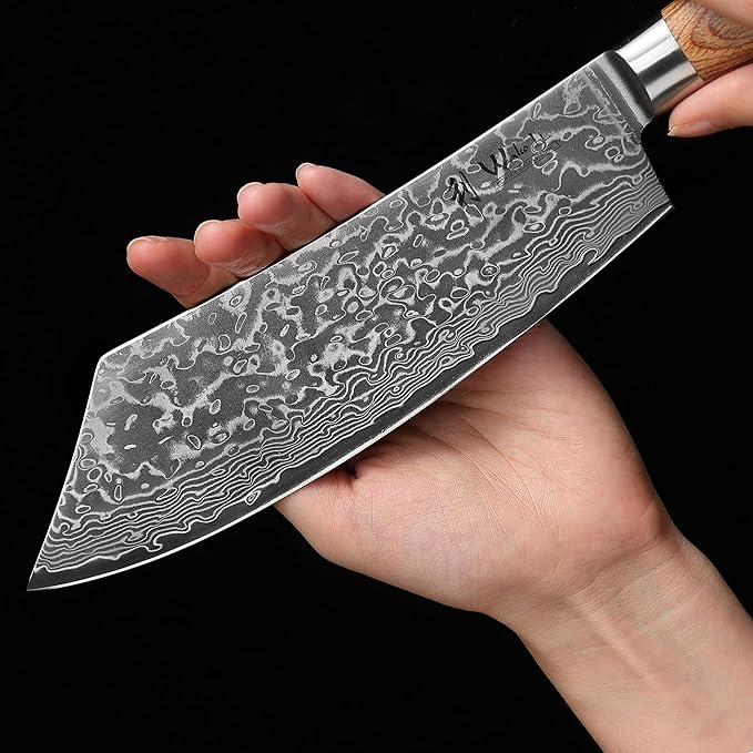 Wakoli EDIB Pro Premium Grill and Block Knife ??Japanese Style Kitchen Knife | 7.9-Inch Blade Made of 67 Layers of Real Big Master Steel with Pakka Wood Handle | Professional Cooking Tool