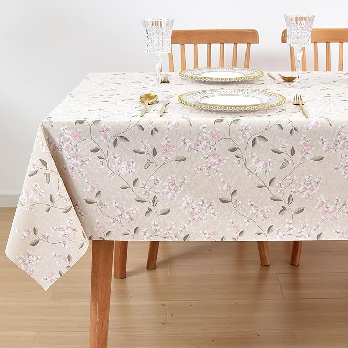LOHASCASA Vinyl Oilcloth Tablecloth Oblong Spillproof Waterproof Wipeable Thick PVC Plastic Oblong Tablecloths for Dining Table Eid Tablecloths - 54 x 84 Inch