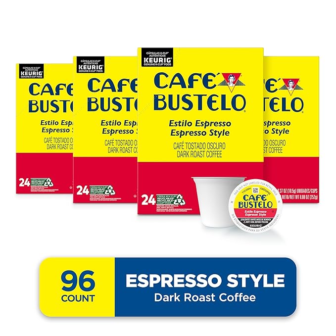 Caf챕 Bustelo Espresso Style Dark Roast Coffee, 96 Keurig K-Cup Pods