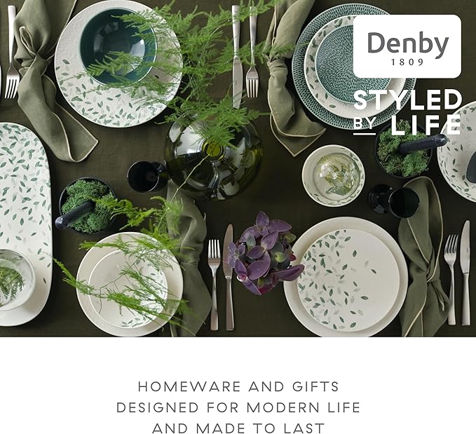 Denby - Carved Green Large Mug - 14 Ounce - 4.7 Inch - Dishwasher Microwave Oven Safe - Large Uniquely Textured Porcelain Mug - Scratch Chip Resistant