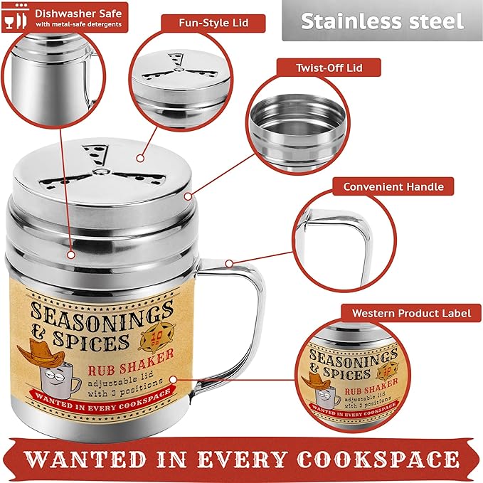 CUSINIUM [10oz, 10oz, 14oz Fan-Style Lid Dredge Shaker Set