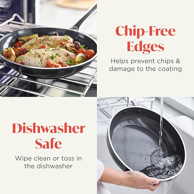 Orfeo 11??Nonstick Frying Pan, Made in Italy, Diamond Ceramic PFAS-Free Cookware, Induction Ready, Scratch Resistant, Laser-Fused Surface for Durability, Dishwasher Safe, Black