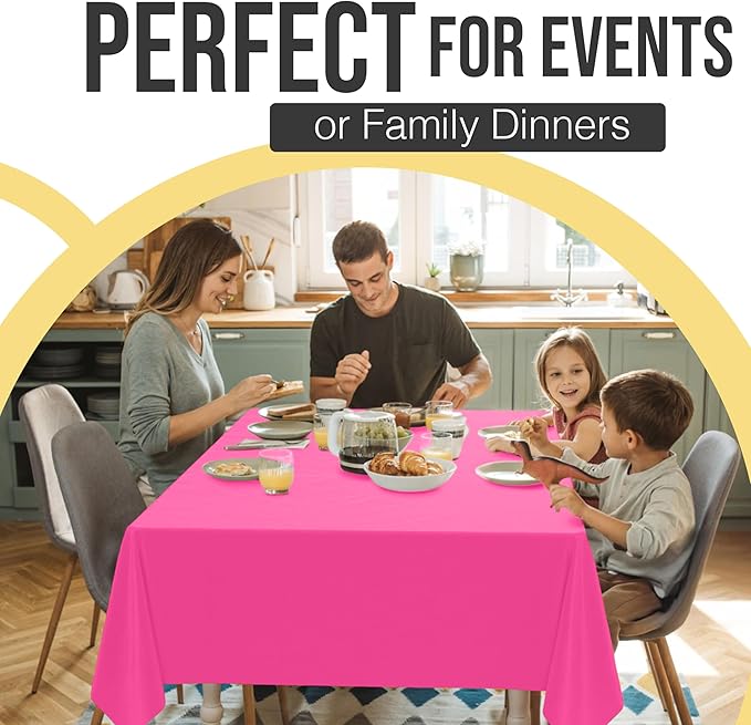 Exquisite 66% Thicker Premium Plastic Table Cloth Rectangle Table Cover 0.5 Mil 24 Pack Cerise Table Cloth 54 Inch x 108 Inch Disposable Tablecloth Won't Tear Easily Like Cheap Thin Brands