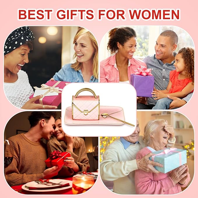 Zubebe 1 Set Coffee Mug Elegant Handbag Shaped Cup Valentine's Day Modern Ceramic Purse Mug with Spoon and Saucer, 10oz Cute Creative Tea Cup for Woman Girls Gift (Pink)