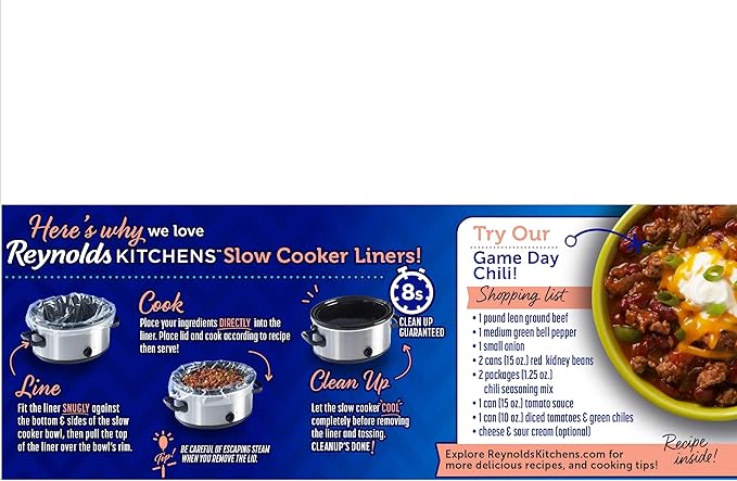 Reynolds Kitchens Slow Cooker Liners, Regular (Fits 3-8 Quarts), 4 Count (Pack of 2)