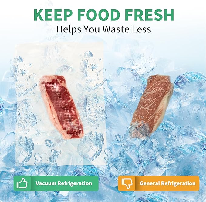 VanruVida 50 Count Vacuum Sealer Bags,6??x 10??Pre-Cut Pint Size,Commercial Grade Textured with Double Tear Notches,BPA Free,Food Storage Bags for Freezer, Meal Prep, or Sous Vide