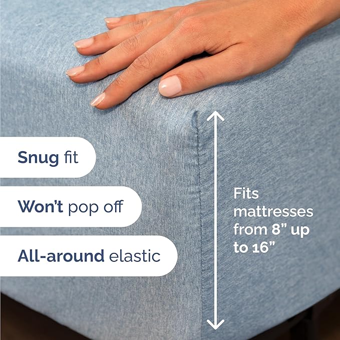 Twin 4 Piece Sheet Set - Cooling & Breathable Bed Sheets - Hotel Luxury Bed Sheets for Women, Men, Kids & Teens - Bedding w/Deep Pockets & Easy Fit - Soft & Wrinkle Free - Twin Heathered Blue Sheets
