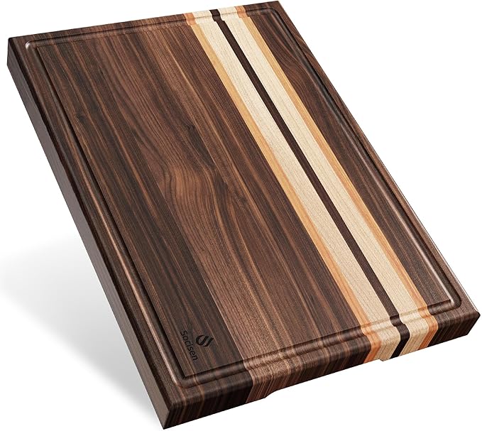 Cutting Board Wood Chopping Board Double Sided Charcuterie Boards Serving Board Kitchen Essential House Warming Hostess Host Gift Serving Tray for Christmas Wedding Birthday Anniversary Camel Brown