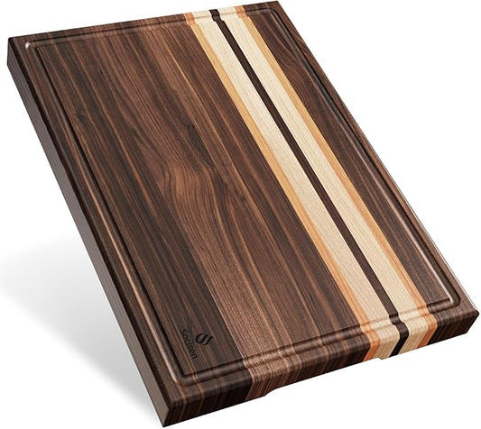 Cutting Board Wood Chopping Board Double Sided Charcuterie Boards Serving Board Kitchen Essential House Warming Hostess Host Gift Serving Tray for Christmas Wedding Birthday Anniversary Camel Brown