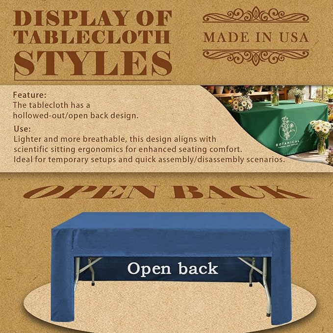 YOUYINYOU Shipping Next Day Custom Table Cloth with Logo Image Text 4/5/6/8/10FT for Business Tradeshow Events Company School Shop Other Important Events (6FT Open Back)