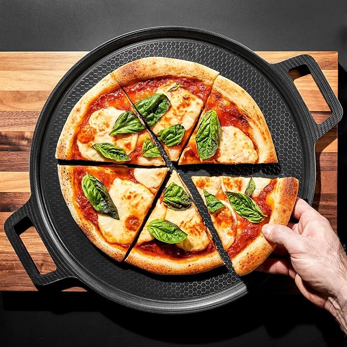 HexClad Hybrid Nonstick Pizza Steel for Pizzas and Flatbreads Up to 14", Dishwasher-Friendly, Oven and BBQ-Safe Up to 900째F