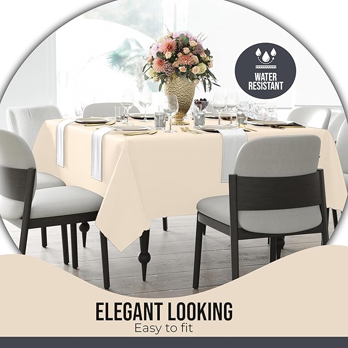 Party Solids 12-Pack Ivory Square Plastic Disposable Tablecloth ??Size: 70 횞 70 Inches ??Square Table Cover for Parties, Picnics & Formal Events