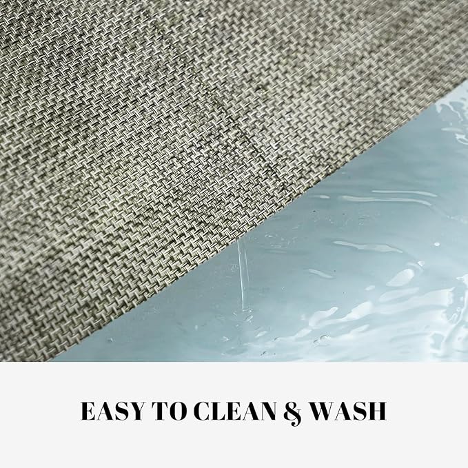 SUMYMERY Placemats Set of 6 Vinyl/Plastic Woven Place Mats for Kitchen Table Indoor/Outdoor Washable Placemat Wipeable Dining Table Mats (Brown,6)