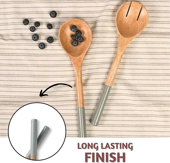 Folkulture Salad Servers or Salad Tongs | Set of 2 (12") Serving Spoons in Kitchen Essentials or Salad Hands Set | Wooden Salad Tongs for Serving | Christmas Gifts for Women Unique