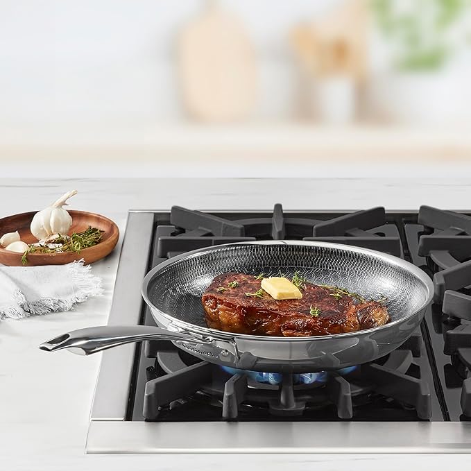 Cuisinart FusionElite+ Nonstick Tri-Ply Stainless Steel Skillet, 10??Skillet Frying Pan with PURELYSEAR Ceramic Nonstick Technology, Scratch Proof, Cool Grip Handles, Dishwasher Safe