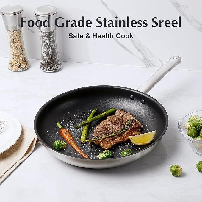 KOCH SYSTEME CS Stainless Steel Pots and Pans Set, 10 Piece Stainless Steel Cookware Set with Nonstick Coating for Professional Cooking, Kitchen Cookware Sets, Induction Compatible Pots and Pans Set